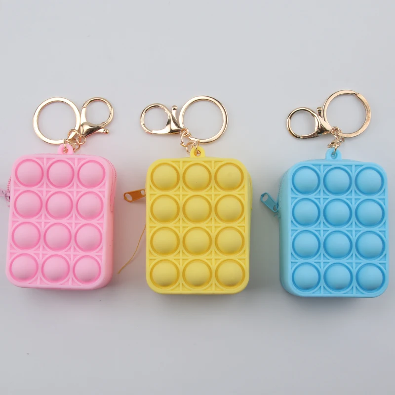 Manufacturers Children Kawaii Cute Kids Keychain Shoulder Cross Body Bag Cartoon Square Pouch Silicone Coin Purse For Girls