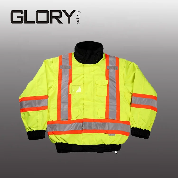 Reflective jacket hi vis waterproof contrast windbreaker workwear rain jacket
