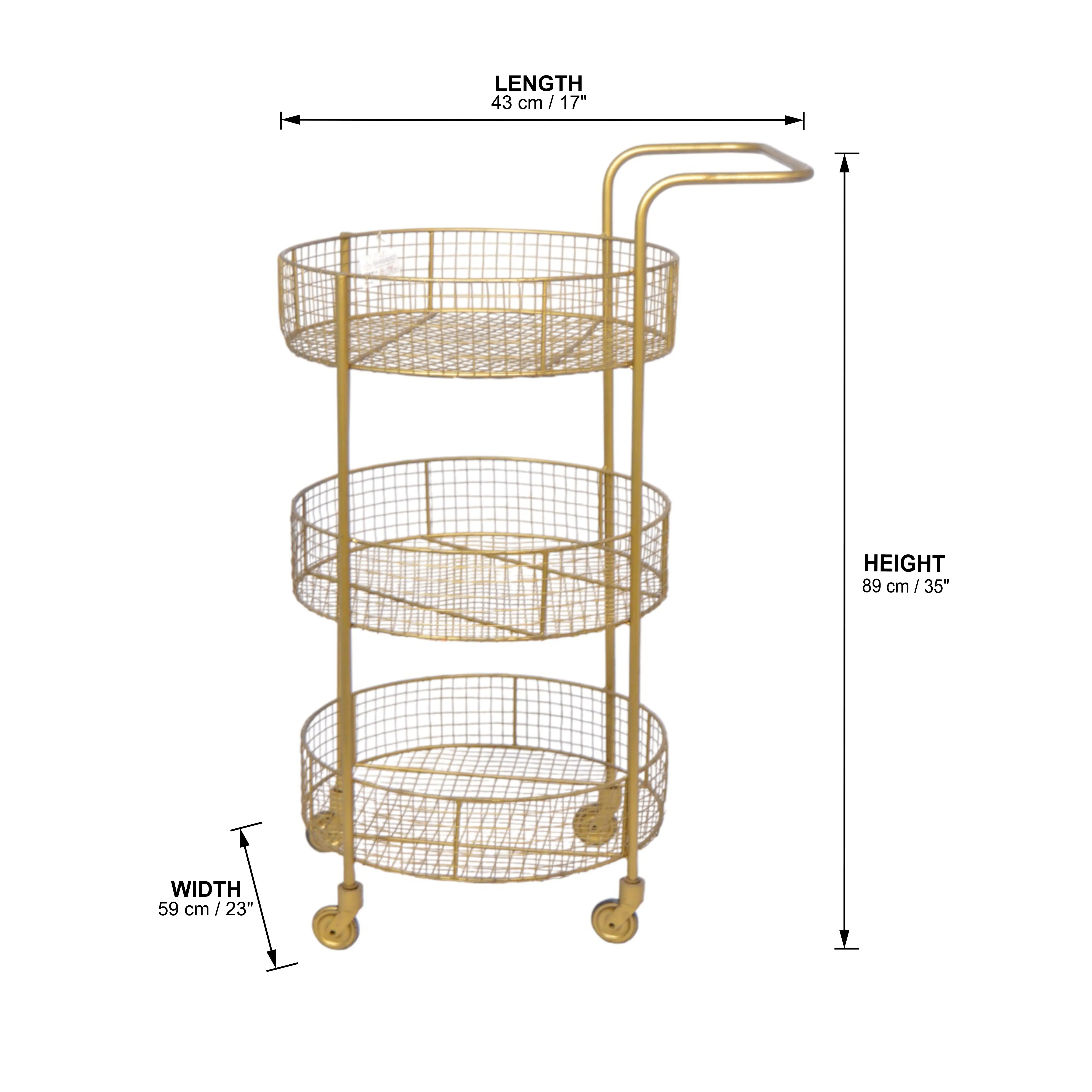 Customize 3 tier with 4 wheel Vegetable Fruit House Hold Mesh Basket with Handle Metal Storage Organizers Wire Kitchen Basket