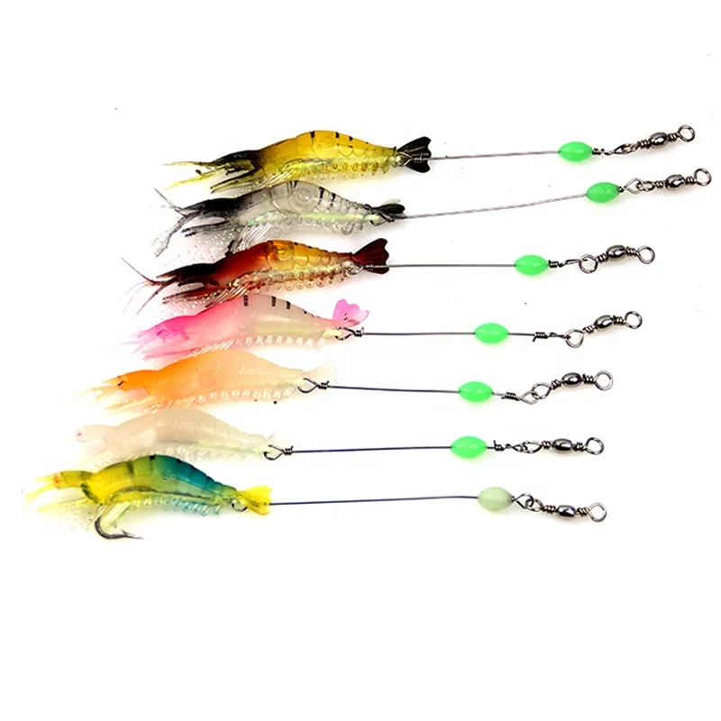 Silicon Fishing Lures Luminous Shrimp Lures Soft Lures 8cm 6g 7 Color Artificial Baits Carp Fishing Tackle