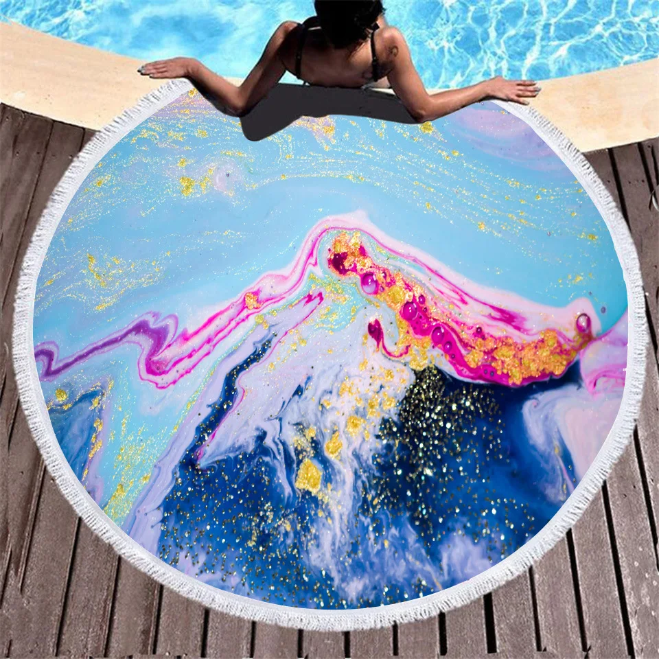 Printed Logo Customized design thick large round beach towel