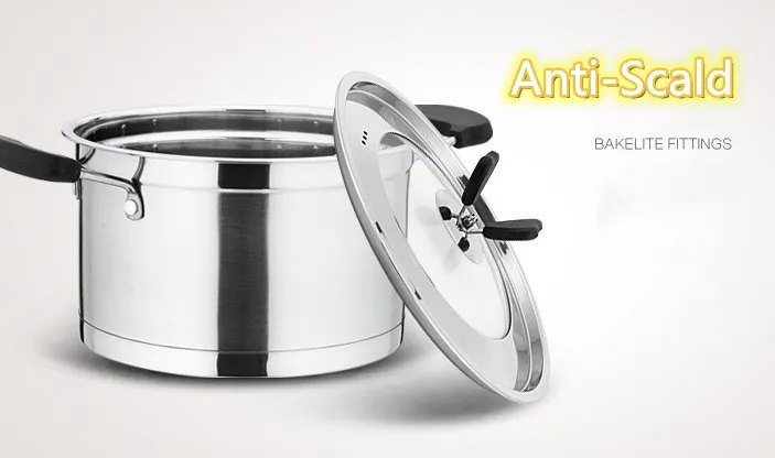 stainless steel double layer multi-purpose food steamer with glass lid cookware steel handle soup pot suit