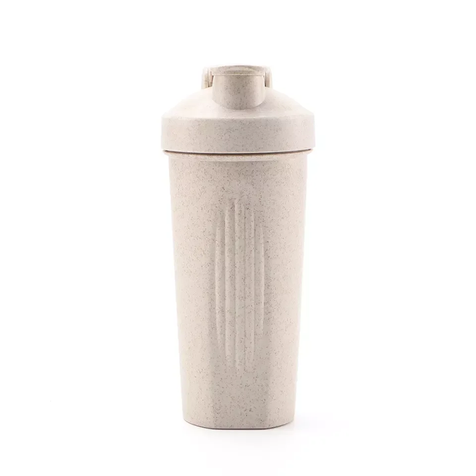 OKADI Wholesale 600ml Eco Friendly Wheat Straw Custom logo Sports Gym Protein Shaker Bottles