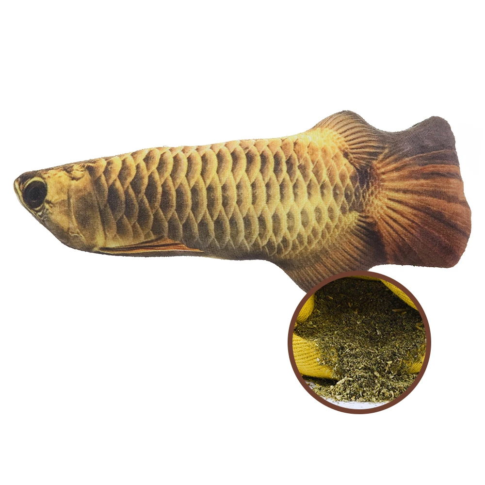 Hot Sale Plush Toy Fabric Stuffed Fish Shape Interactive Treat Soft Pillows Wholesale Cat Nip Fish Toys