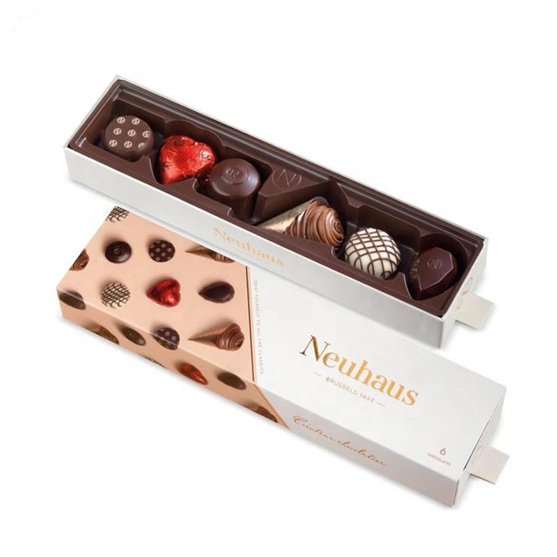 Wholesale Luxury Custom Cardboard Chocolate Boxes Packaging Rectangle Shape Sliding Drawer Rigid Gift Box With Butter Paper