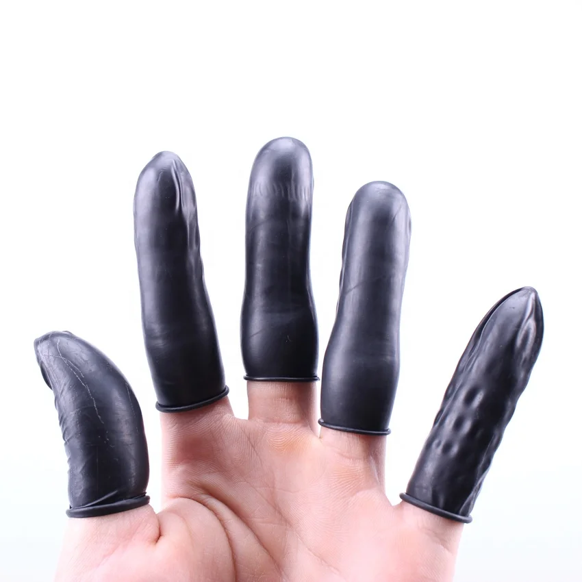 Black Powder Free Industrial grade ESD Cleanroom Finger Cover Antistatic Latex Finger Cots For Electronic Industry