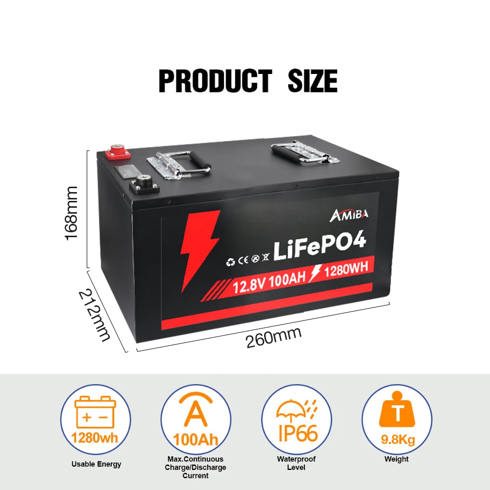 EU склад оптовая продажа батарея LiFePo4 12 В 50AH 100Ah 200Ah 400Ah 460Ah Bluetooth IP65 водонепроницаемая солнечная с тепловым балансом