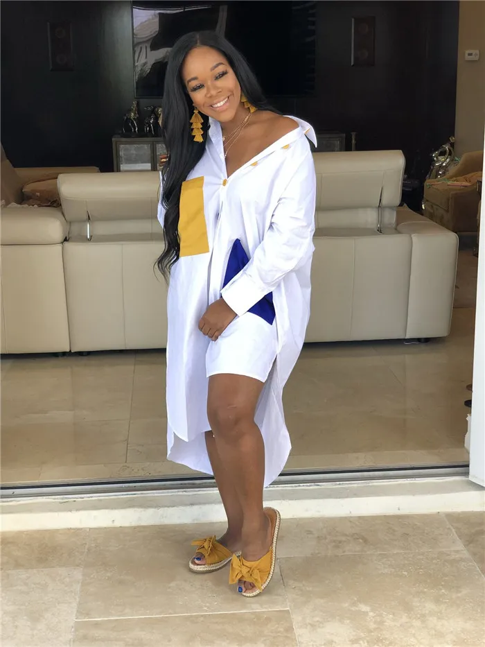 S011-wholesale plus size summer dresses with pockets shirt dress for women