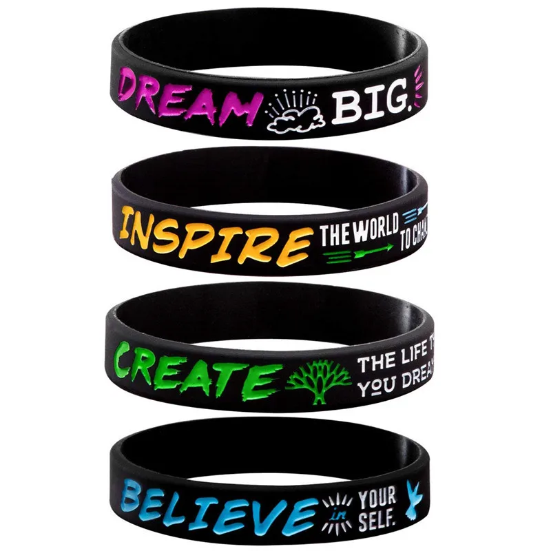 Customized Cross Border New Printed Logo Silicone Wristband Environmentally Friendly Inspirational Silicone Bracelet