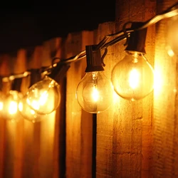 25pcs 1W warm white 2200K Vintage G40 edison LED Clear Glass bulbs 23pcs E12 socket IP44 25ft Patio LED String lights