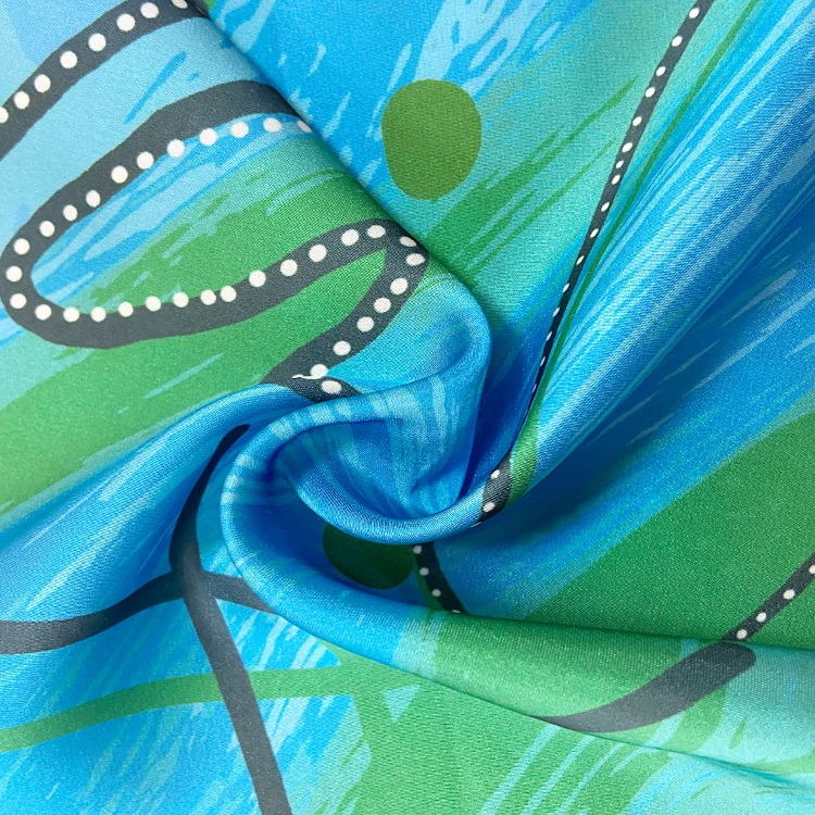 Wholesale  digital print 100% Polyester woven satin fabric shiny silk print chiffon fabric for fashion dress