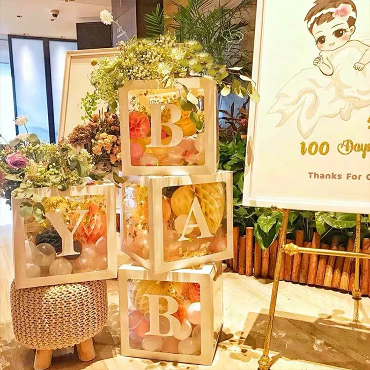 Party Decorations 1st Birthday Balloon Blocks Decor ONE Letter Boy Girl Baby Shower Decor First Birthday Balloon Boxes