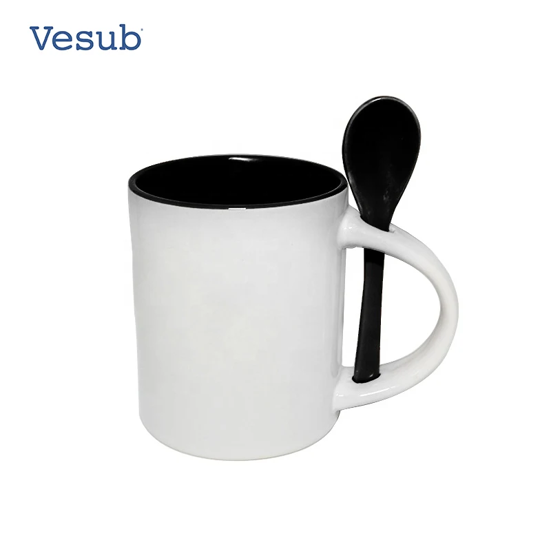 Factory Supplier Dishwasher Quality Customized Design Persona 11OZ Inner Color Sublimation Ceramic Mug With Spoon For Heat Press