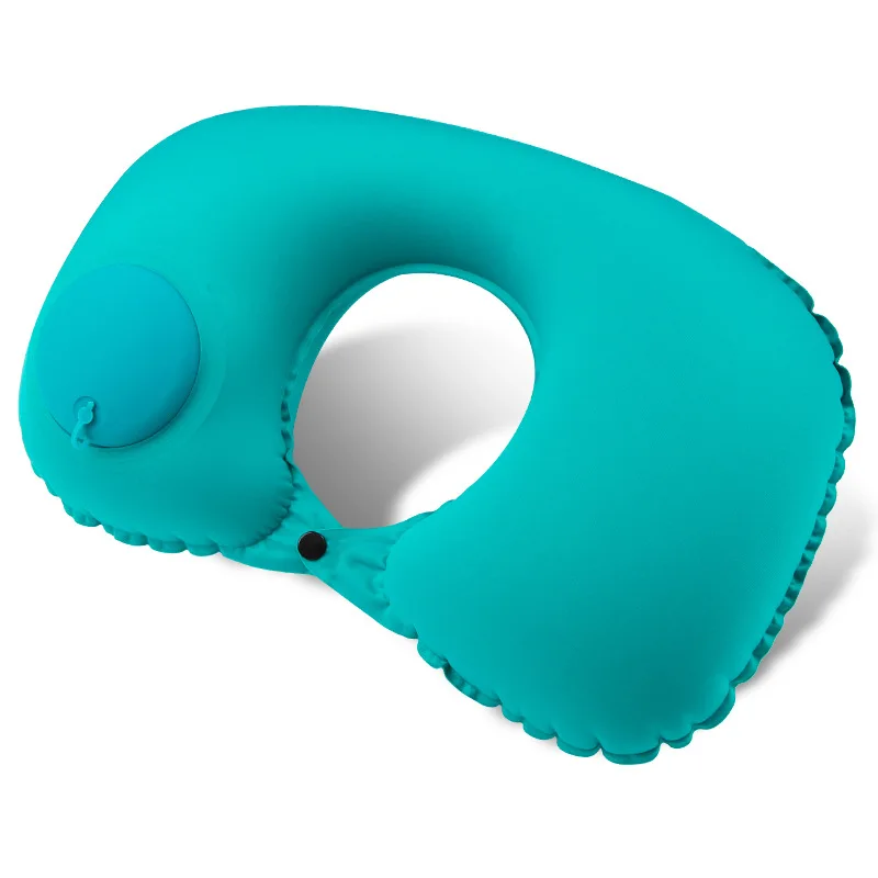 Wholesale push inflatable U-shaped pillow lightweight portable foldable outdoor airplane car travel neck pillow