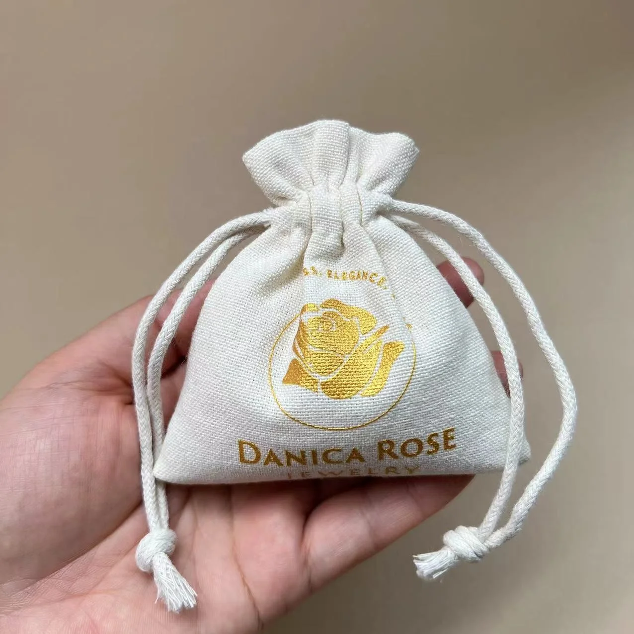 Wholesale Promotional Calico Organic Small Custom Printed Gift Canvas Muslin Pouch Drawstring Cotton Bag Dust Bag for Jewelry