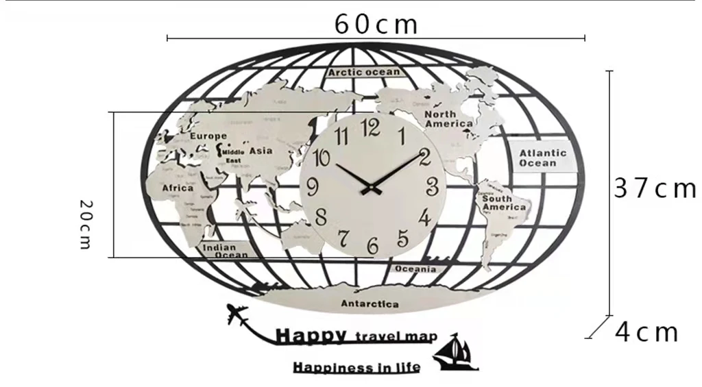wholesale wall clock world map wall art decor, stock art map wall clock for wall decor, wall clock with map for home decor