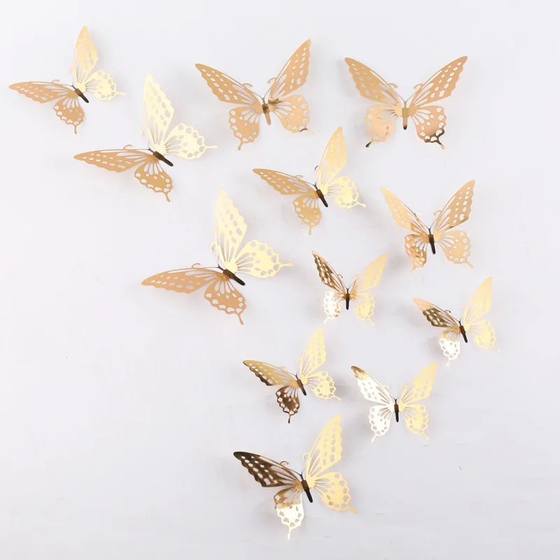 Hollow butterfly 3D hollow  metal butterfly wall decoration home living room three-dimensional butterfly decoration