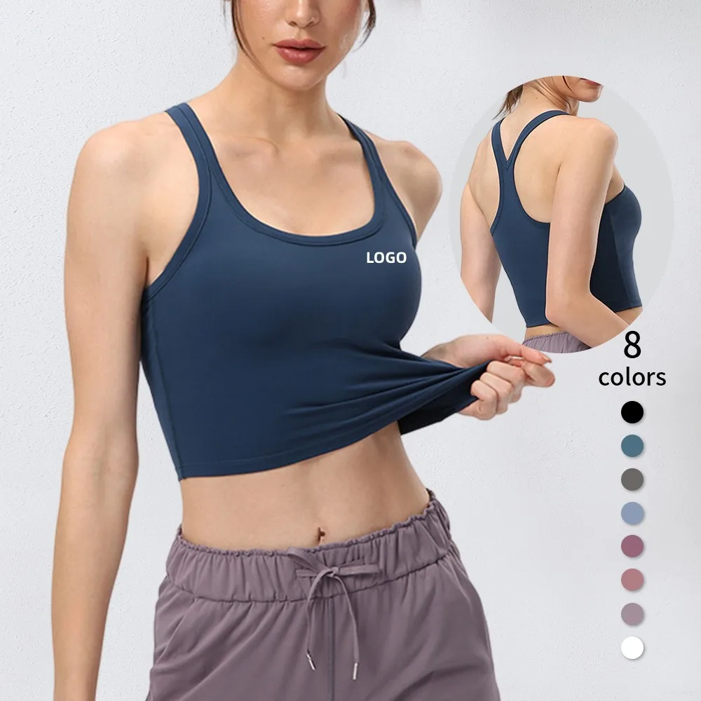 Wholesale Women Tank Top 2XL High Quality Padded Y-back Vest Sleeveless Compression Workout Crop Tops For Women
