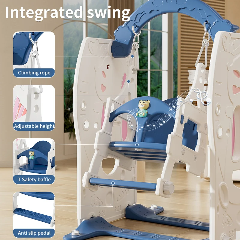 High Quality Rabbit Design Slide And Swing For Kids Play Yard Indoor Playground Basketball Hoop Toddler Play