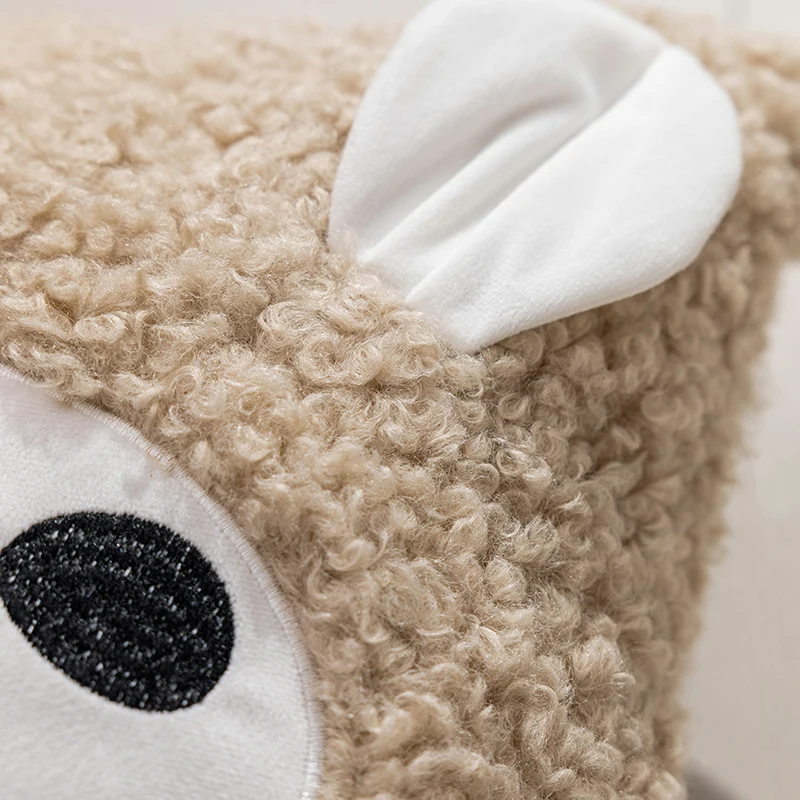 Innermor Cute cartoon style alpaca pattern Teddy velvet Fabric Cushion Covers for home sofa Bedroom office Throw Pillow Case