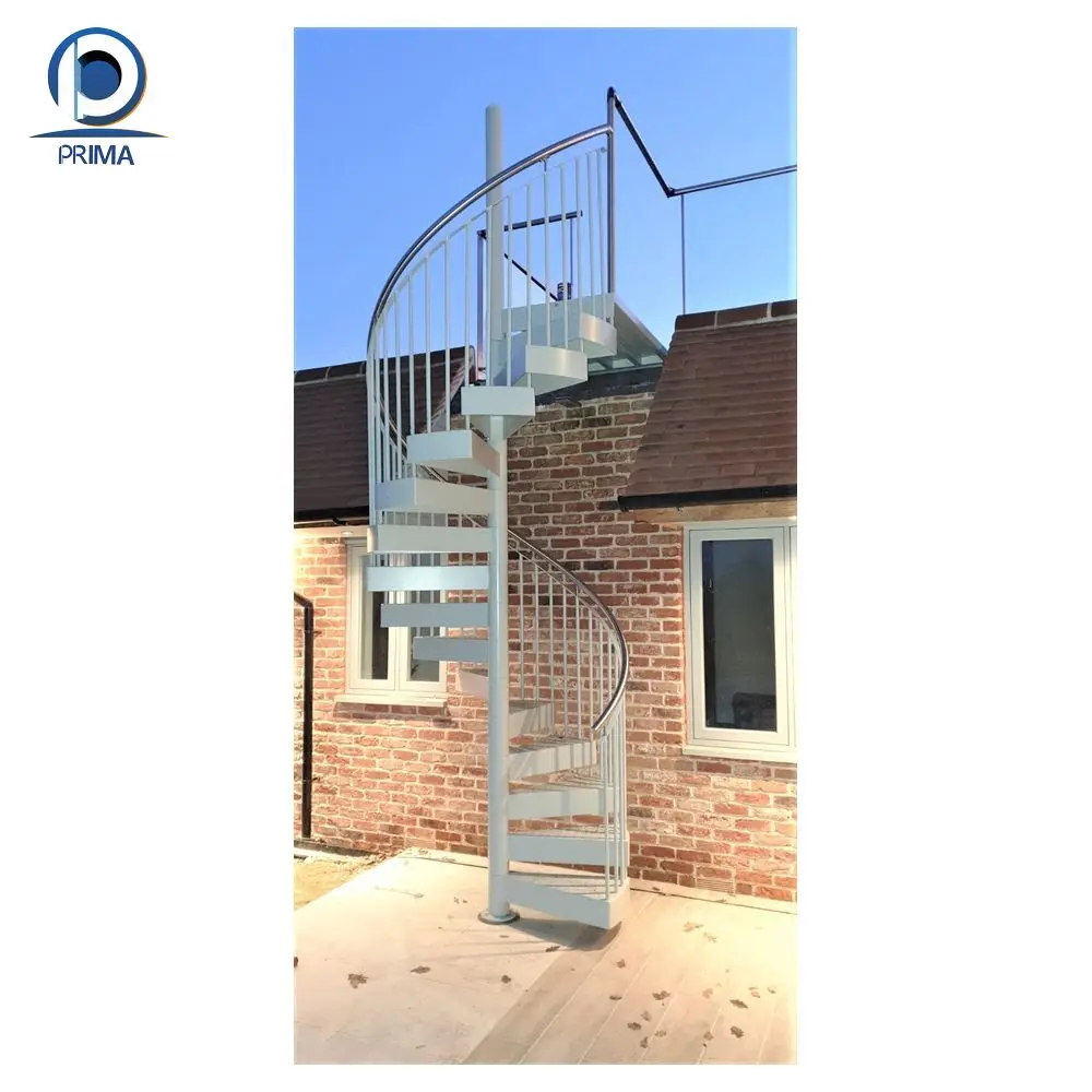Prima Modern Spiral Staircase Wooden Stringer Treads Staircase With Glass Railing