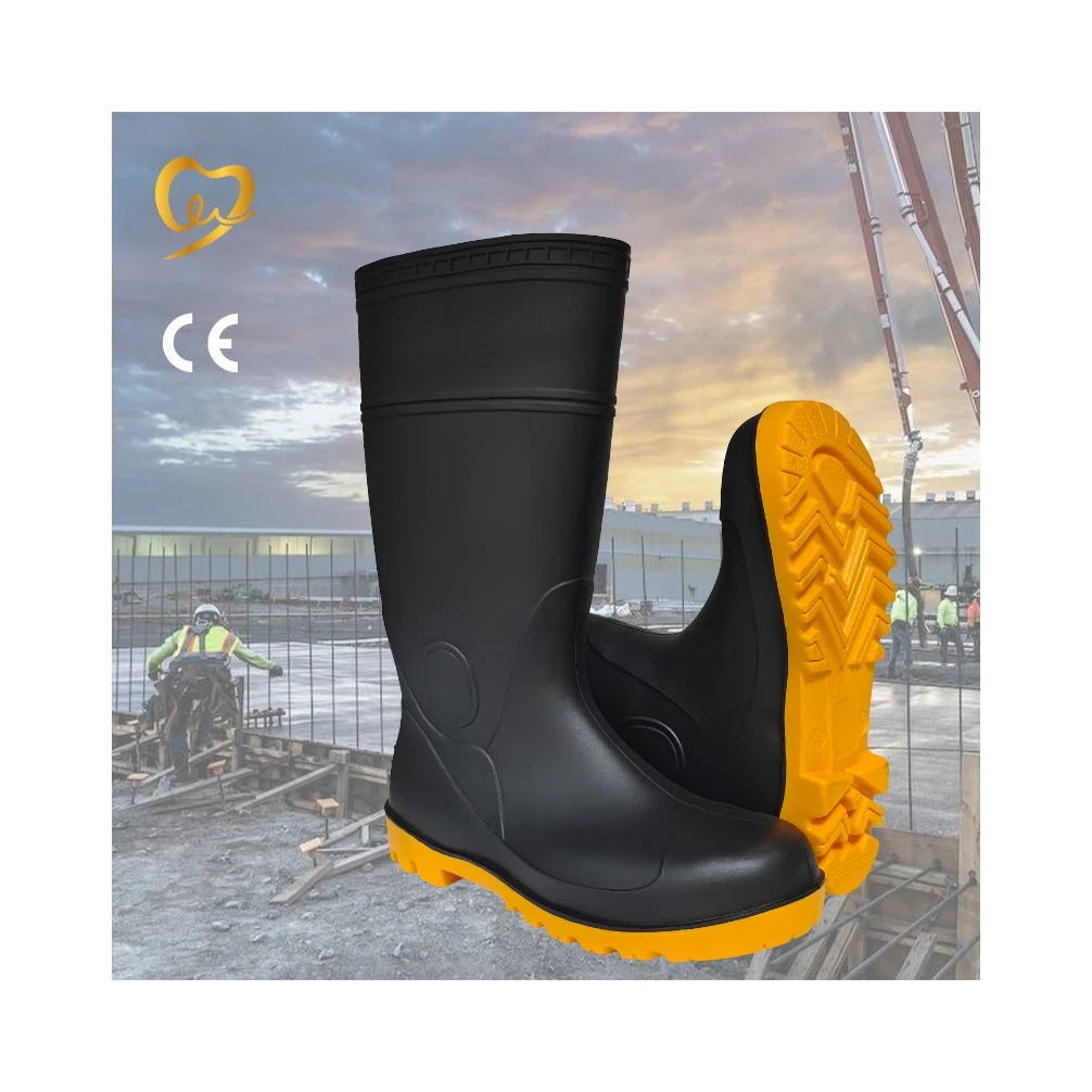 CE S3 S4 S5 fashion high heelwaterproof  work wellington Plastic gumboots pvc rain boot man wholesale Adult Polyester Unisex