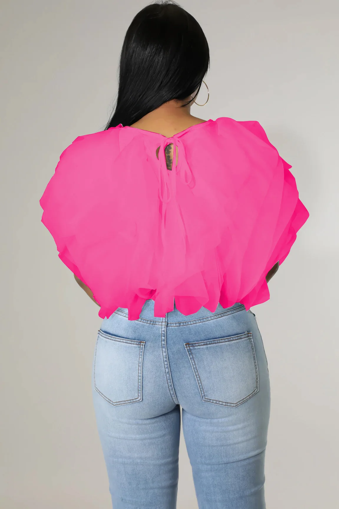 Liu Ming Women Clothing Trending Chiffon Sleeveless Ruffles Crew Neck Summer Lady T Shirt Tops