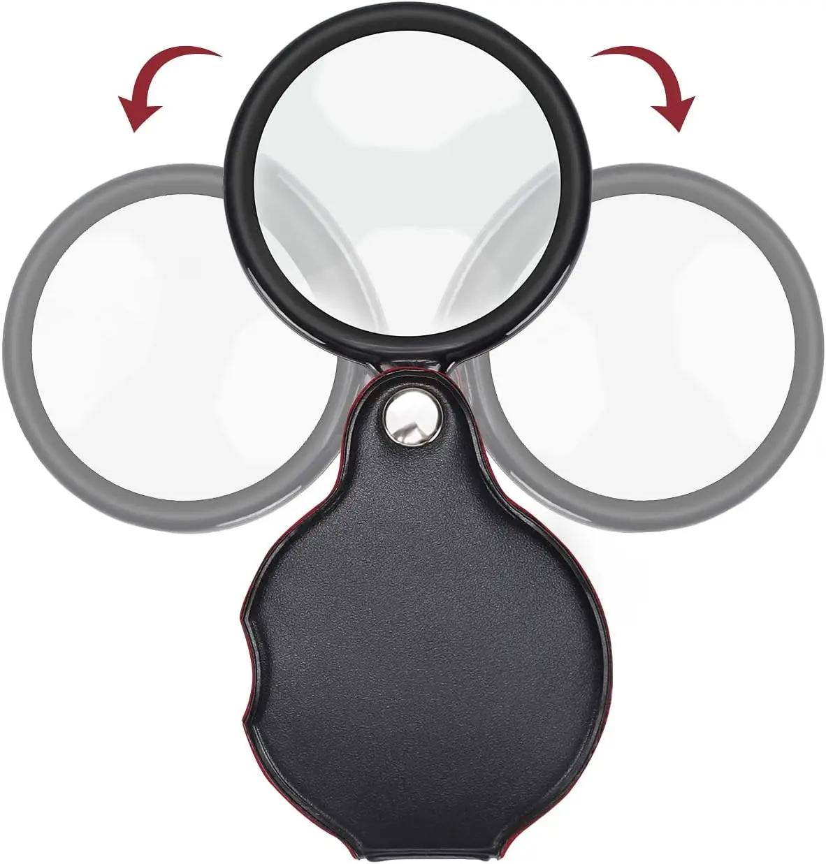 6X 60mm Small Magnifying Glass Pocket Magnifier Folding Magnify Glass with Rotating Protective Holster
