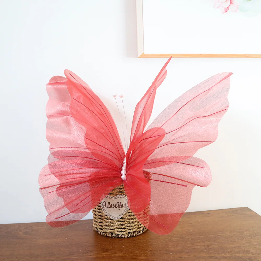 Big Size Artificial Flower Silk Yarn Artificial Butterfly 50cm/19.69inch Butterfly Wedding Party Decorative Butterfly Home Decor