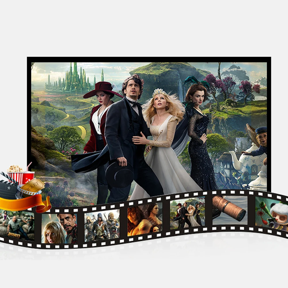 Customized White PVC Material 16:9 120 inch Portable Foldable Wall-mounted Simple Projector Screen