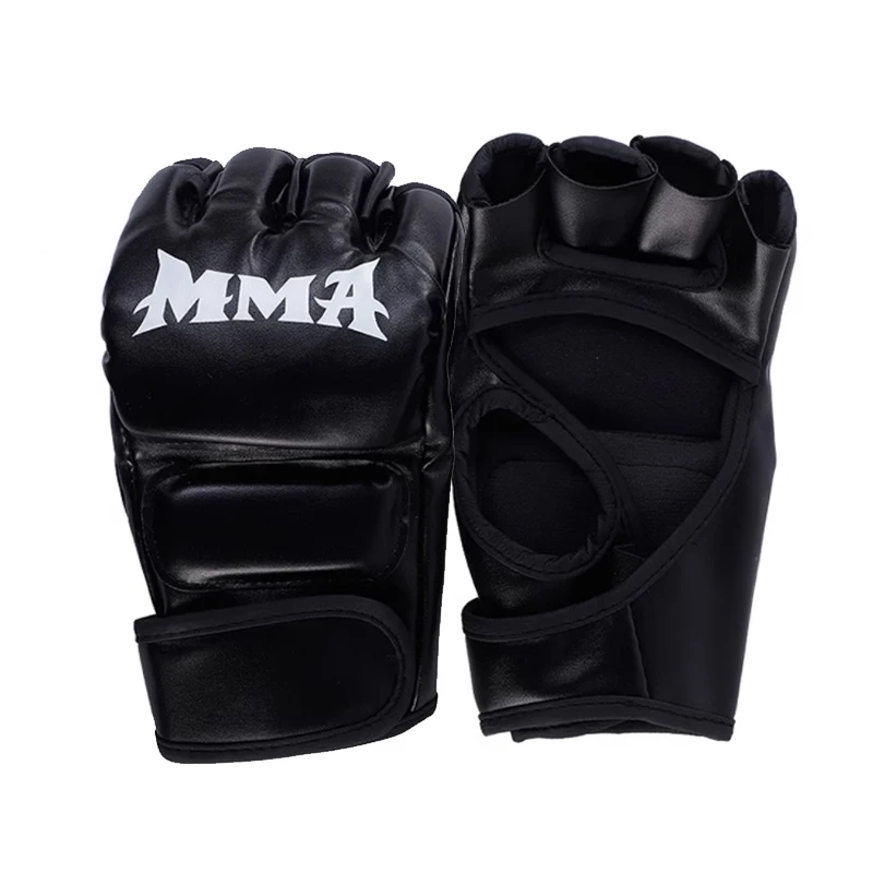 Factory cheap sale black short finger boxing gloves durable sandbag half finger gloves