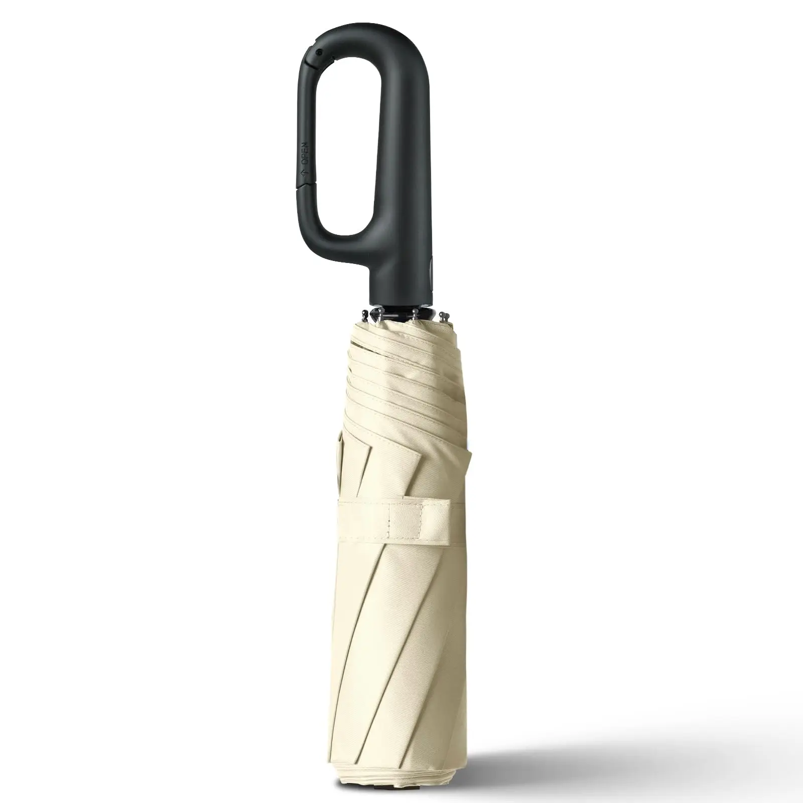 Custom Small Travel Automatic Umbrella with Novel Carabiner Handle Compact Folding Design for Adults