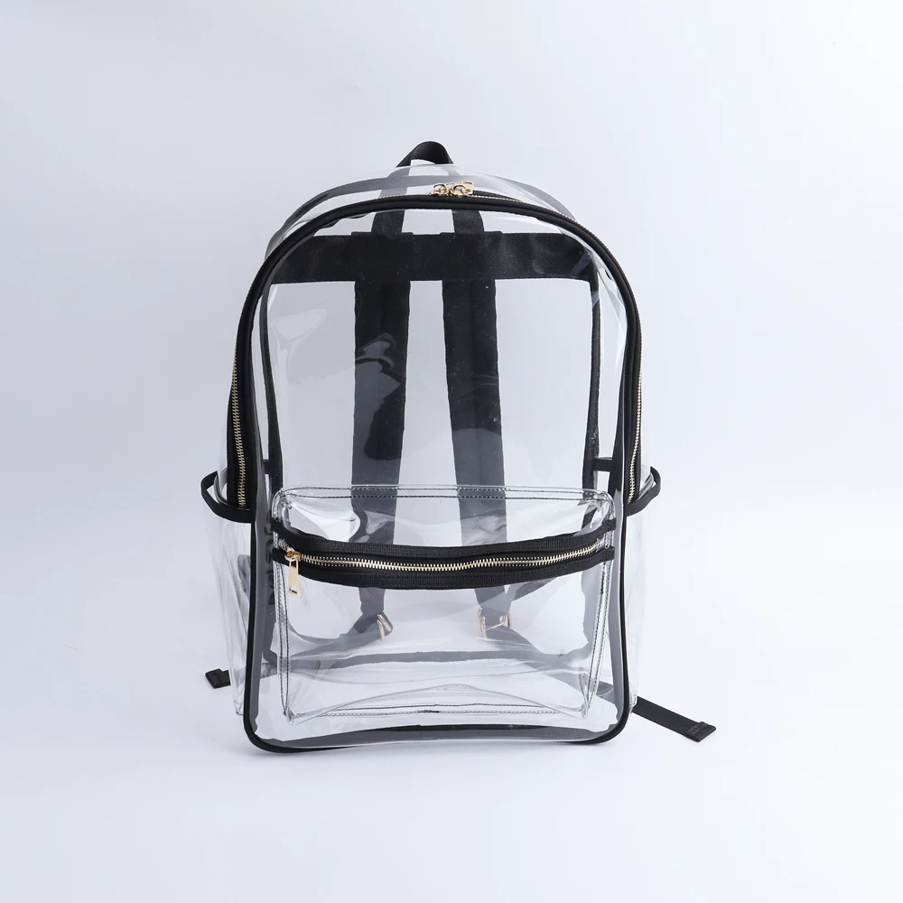 Heavy PVC Transparent Book Bag Reinforced Straps Clear Stadium School Teenager Back Pack Children Back To School Backpack Bag