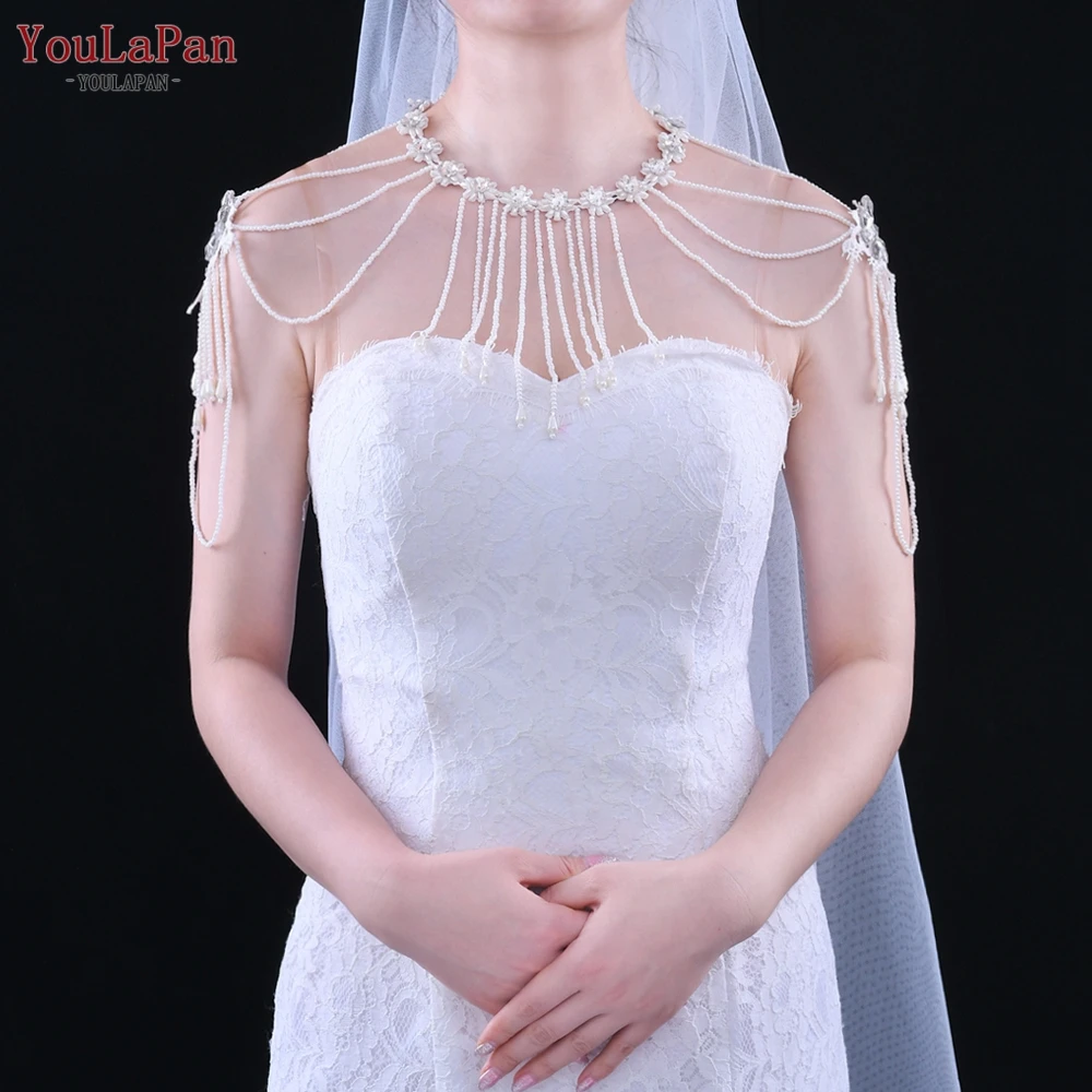 YouLaPan SG17 New Sexy Elegant Pearl Fringe Beaded Necklace and Shoulder Chain Girl Decorative Dress Bridal Wedding Shawl