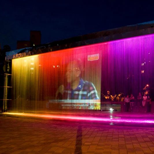 Musical Dancing Water Screen Film Fountains Water Screen Light Show With Projector
