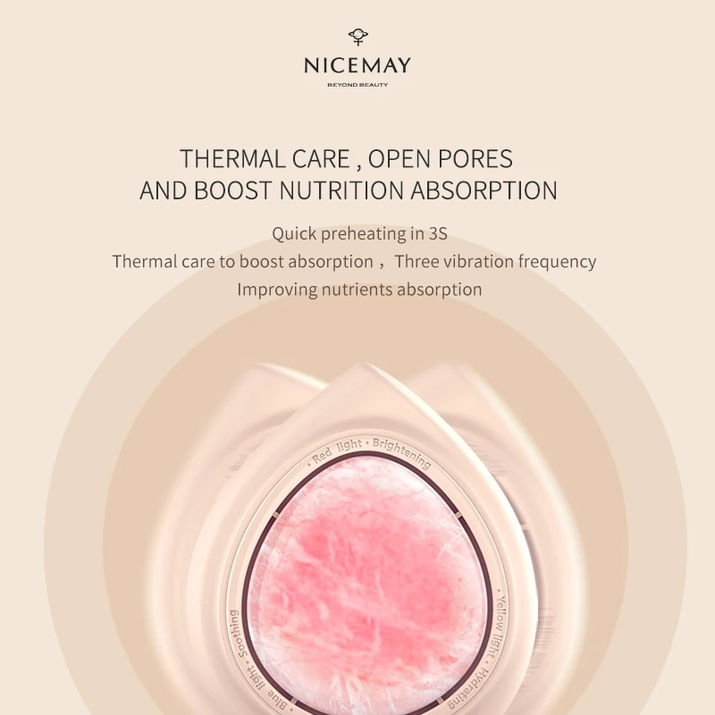 Nicemay Multifunctional Beauty Facial Tool LED Lighting Therapy Face Massage Device Sonic Vibration Heated Jade Facial Massager
