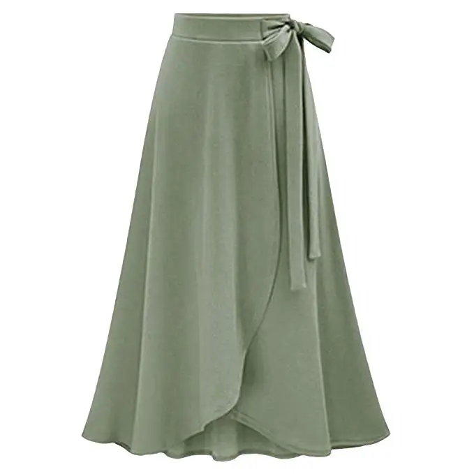 New Fashion Solid Color Back-zip Satin Factory cheap price Long Skirts For High Waist Irregular Split Bandage Skirt Long Skirt