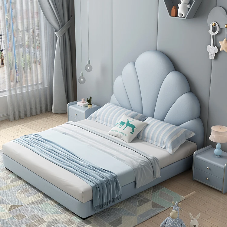 Airland Easy Assembly Complete Bed Upholstered Platform Bed Frame Mattress Foundation Luxury Children Girl Princess Bed