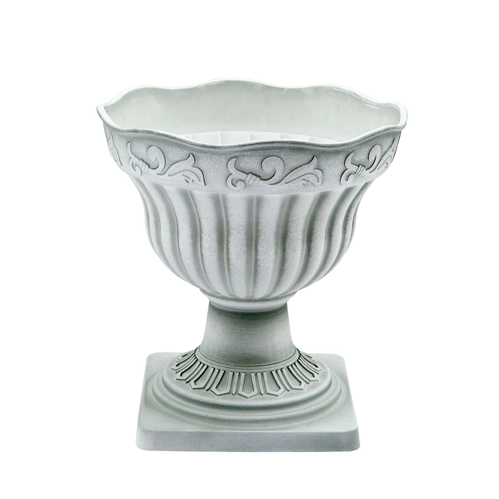 Outdoor garden silver plastic flower pots urn planter wholesale