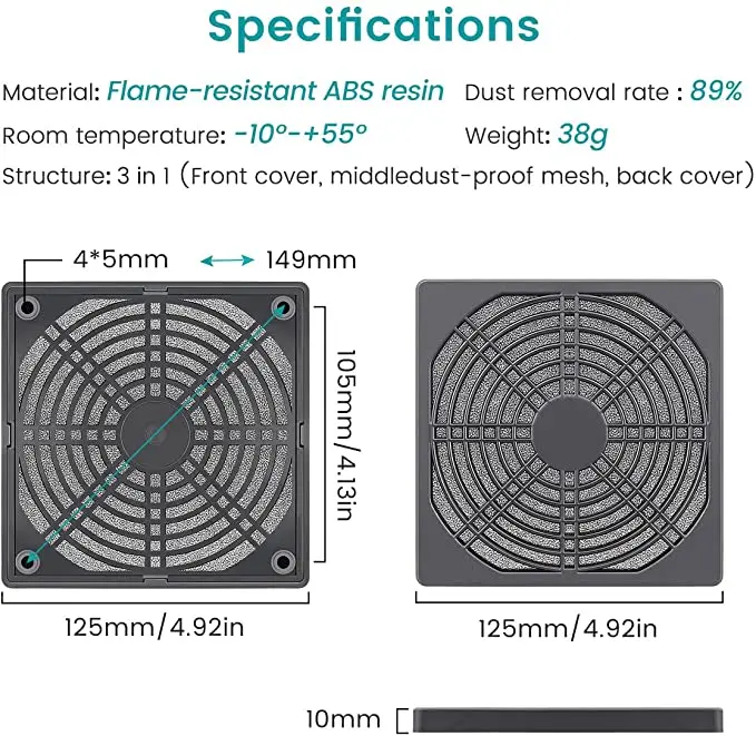3 в 1 пылезащитный чехол для вентилятора компьютера 40/60/80/120 мм