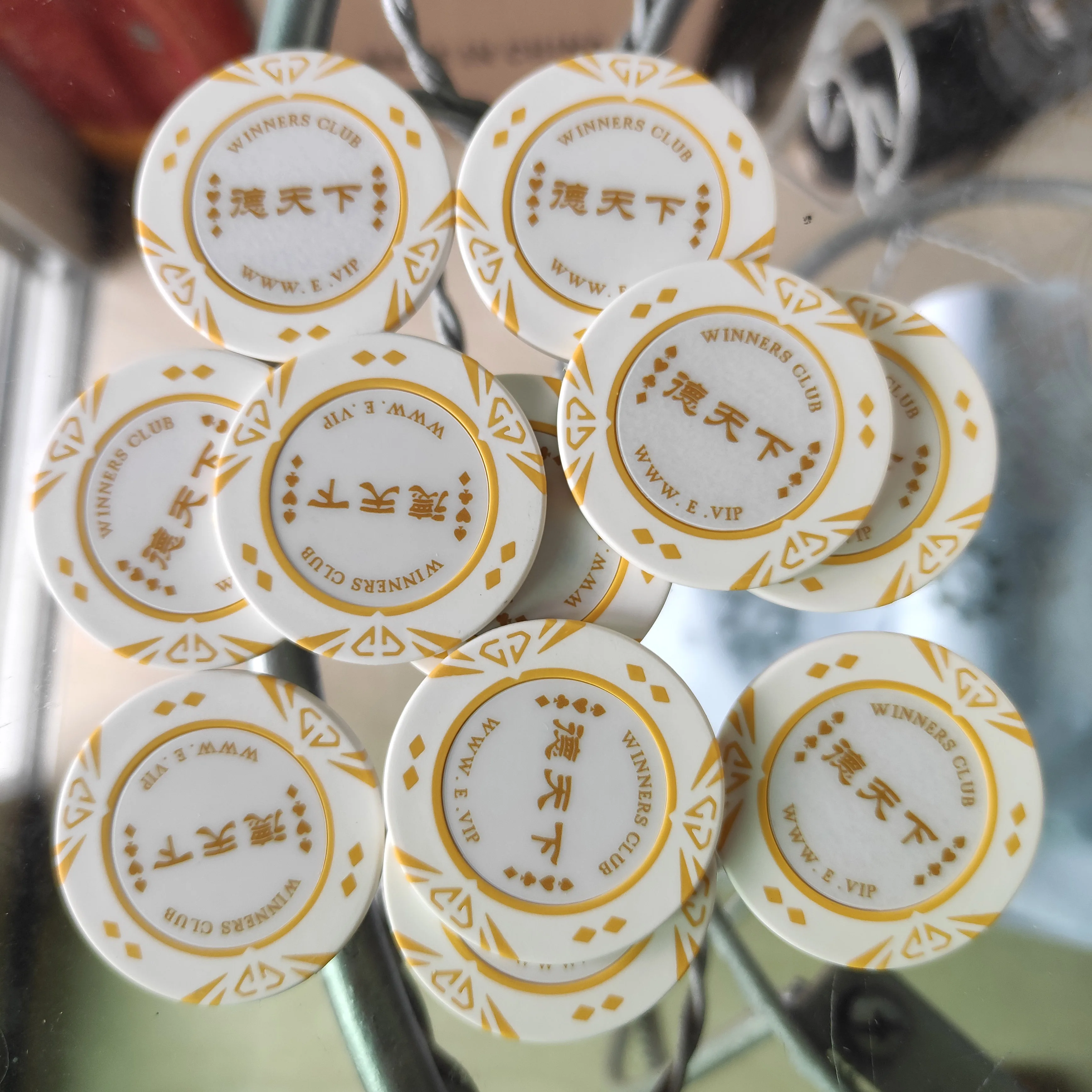 Promotional roulette clay casino chip with iron insert poker chips