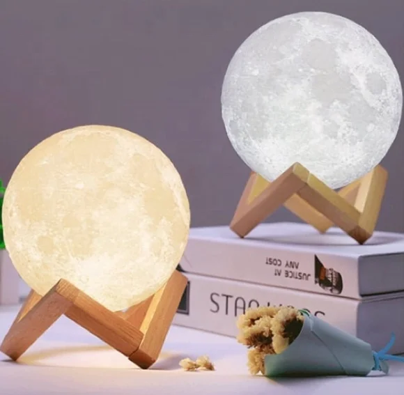 Drop Shipping 12 cm With 3 Colors 3D Led Magical USB Charge Mini Battery Powered Moon Night Light Moonlight