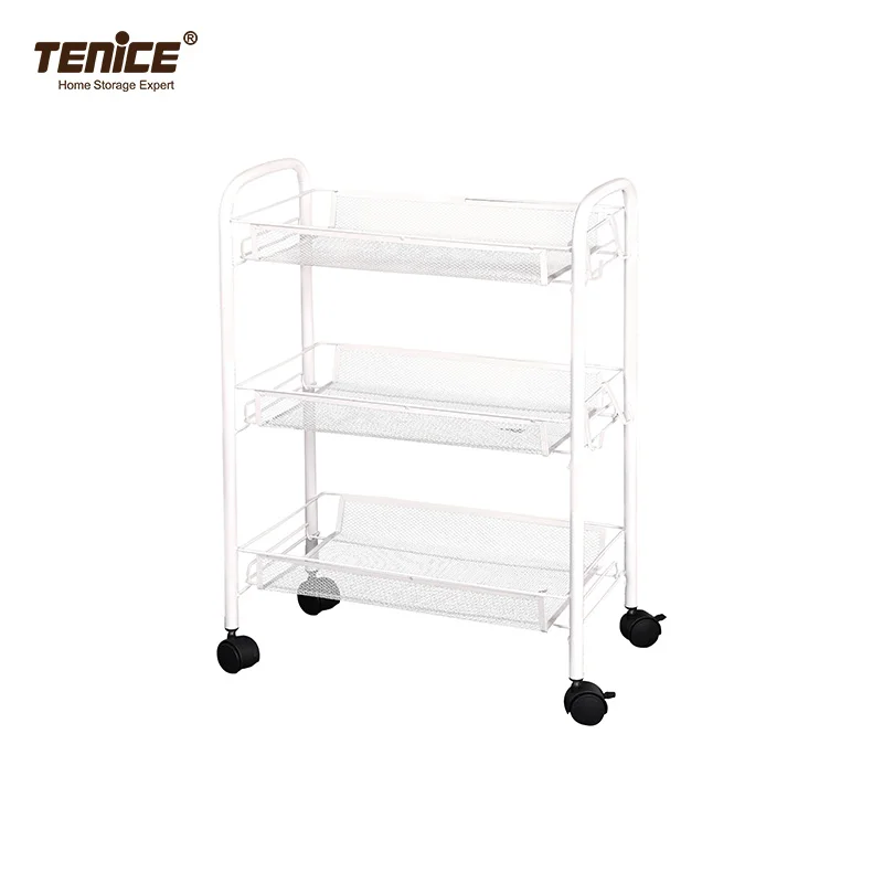  2021 Tenice 3 tier 4-wheels metal beauty salon furniture trolley cabinet cart professional kitchen tool
