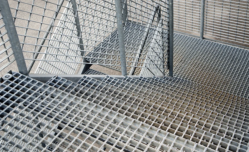 outdoor staircase with steel galvanised suspended grating