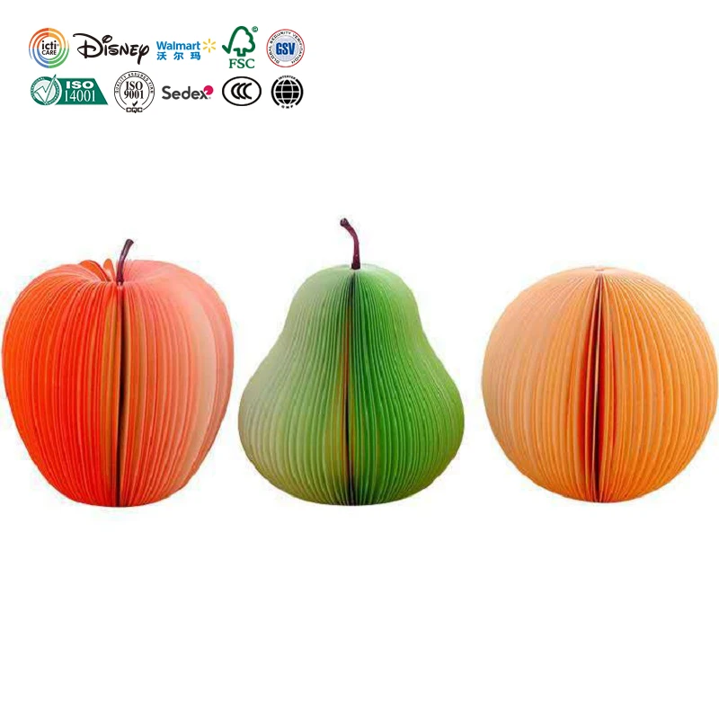 2020 пользовательские рекламные школьные канцелярские объявления Memo Pad оторвать Apple в форме 3d фруктовый блокнот