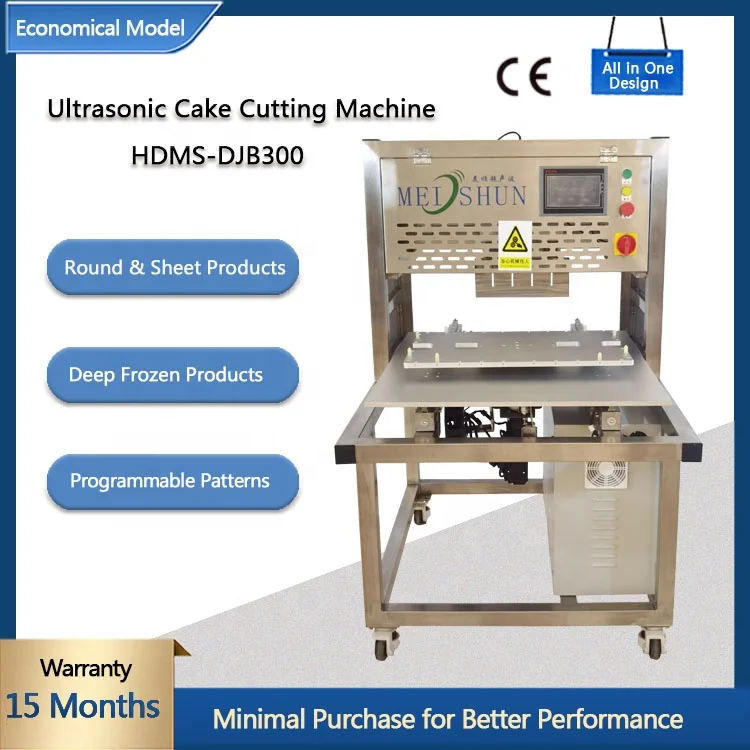 Automatic ultrasound cutter for frozen ice cream cake portioning chilled butter block cutting solution