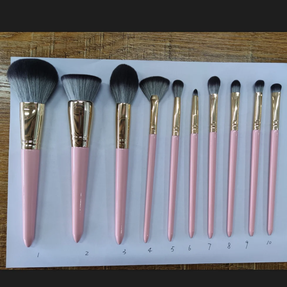 GRACEDO 10pcs pink unique makeup brush corn silk soft brush hair new fashion customize logo factory wholesale makeup brush set