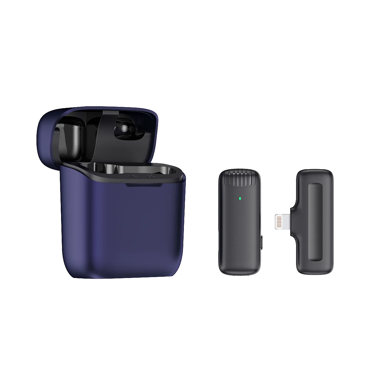 Stereo Noise Cancelling Live Video Portable 1 to 2 Mini Lavalier Wireless Microphone Clip-on With Charging Case For IOS Devices