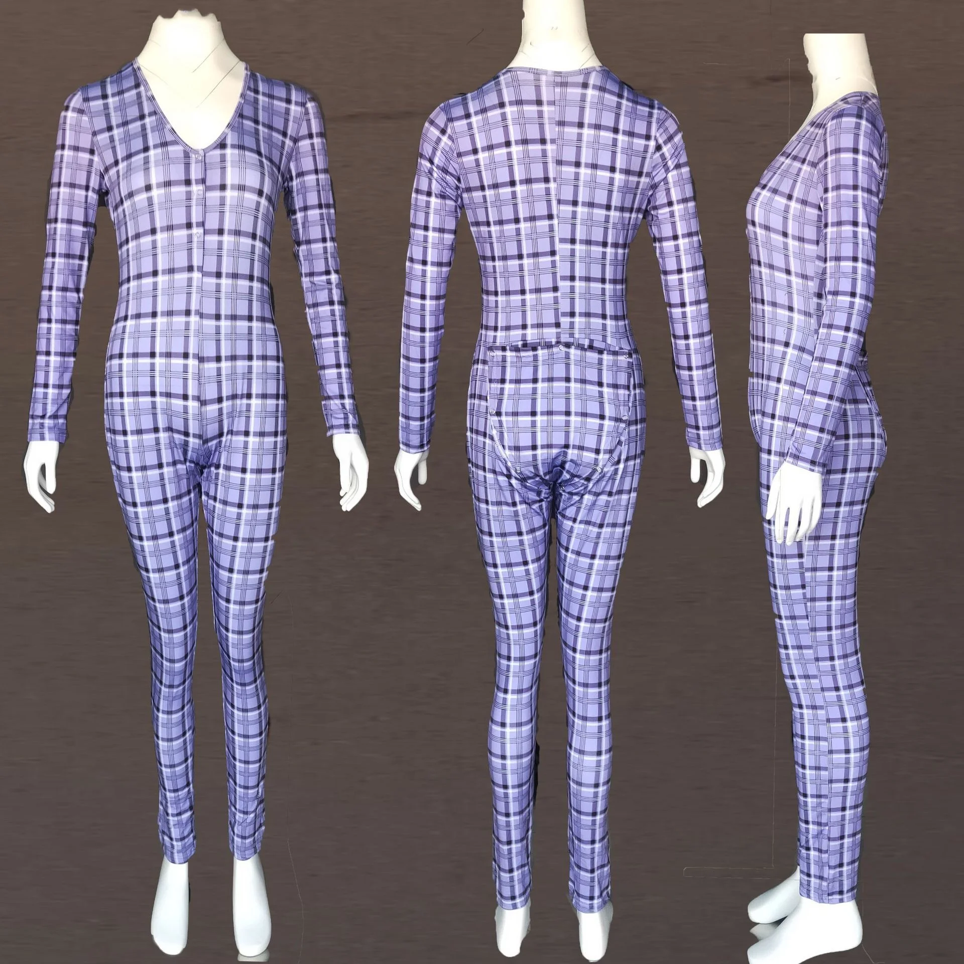 
Long sleeve womens house wear onesie sexy for women butt flap 