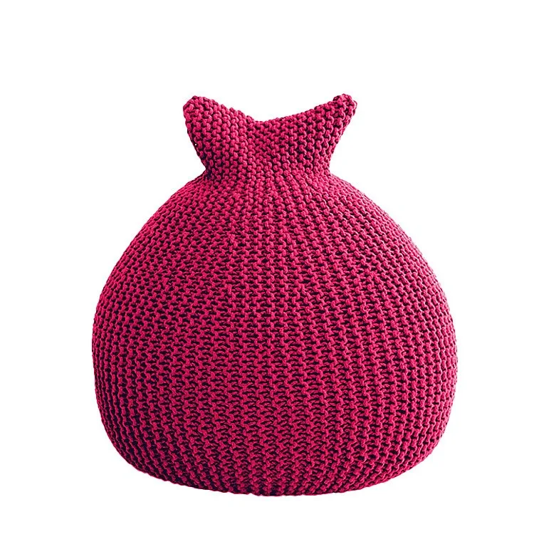 Wholesale Rabbit Ears Thick Cotton Thread Lazy Sofa Knitting Bean Bag Cover Removable Knitted Ottoman Pouf